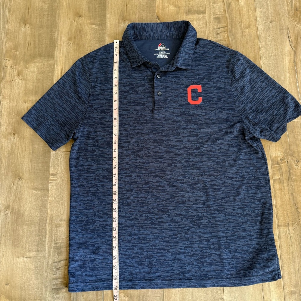 Cleveland Guardians Polo Shirt Men XL Majestic‎ Cool Base Blue Baseball Digital - Picture 5 of 7